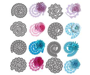 OTCRAFT 8Pcs 3D Flowers Spiral Metal Cutting Dies for Card Making DIY Scrapbooking Embossing Stencil Die Cuts Punch Template Mould Arts Crafts Metal Cutting Dies for Paper Crafting Handmade Crafts