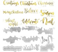 OTCRAFT 9PCS Hot Foil Plate,Silent Night,Words Celebrate The Season