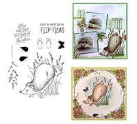 OTCRAFT Hedgehog Stamp Fltip flops,life is better in word Transparent Stamp Card Making for DIY Scrapbooking Paper Crafting Arts Supplies Handmade