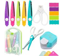 OTCRAFT Modern Craft Scissors Set - 6 Pcs/Set with 5 Kinds Zig Zag Edges, 3 in 1 Corner Rounder Punch, Silver Stainless Steel Blades, Ambidextrous Handle, 5.5 x 8 Inches