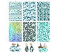 OTCRAFT12 Sheets Blue Green Leaves Clay Transfer Paper for DIY Art Crafts,Vintage Polymer Clay Transfer Sheets Transfer Paper for Polymer Clay Jewelry Earrings Making Supplies 5.82X3.93inch