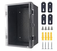 Otdorpatio Junction Box, Hinged Black Clear Cover IP67 Waterproof ABS Project Box with Mounting Plate Electrical Box Enclosure with Wall Bracket 11.4 x 7.5 x 5.5inch(290x190x140mm)