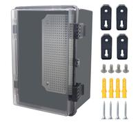 Otdorpatio Junction Box, Hinged Black Clear Cover IP67 Waterproof ABS Project Box with Mounting Plate Electrical Box Enclosure with Wall Bracket 11.8 x 7.9 x 6.7inch(300x200x170mm)