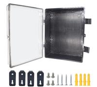 Otdorpatio Junction Box, Hinged Black Clear Cover IP67 Waterproof ABS Project Box with Mounting Plate Electrical Box Enclosure with Wall Bracket 15.7 x 11.8 x 7.9inch(400x300x200mm)