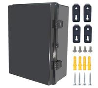 Otdorpatio Junction Box, Hinged Black Cover IP67 Waterproof ABS Project Box with Mounting Plate Electrical Box Enclosure with Wall Bracket 15.7 x 11.8 x 6.7inch(400x300x170mm)