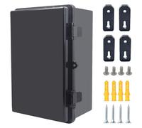 Otdorpatio Junction Box, Hinged Black Cover IP67 Waterproof ABS Project Box with Mounting Plate Electrical Box Enclosure with Wall Bracket 11.4 x 7.5 x 5.5inch(290x190x140mm)