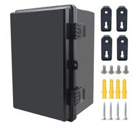 Otdorpatio Junction Box, Hinged Black Cover IP67 Waterproof ABS Project Box with Mounting Plate Electrical Box Enclosure with Wall Bracket 11.8 x 7.9 x 6.7inch(300x200x170mm)