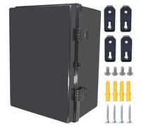 Otdorpatio Junction Box, Hinged Black Cover IP67 Waterproof ABS Project Box with Mounting Plate Electrical Box Enclosure with Wall Bracket 15.7 x 11.8 x 7.9inch(400x300x200mm)