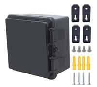 Otdorpatio Junction Box, Hinged Black Cover IP67 Waterproof ABS Project Box with Mounting Plate Electrical Box Enclosure with Wall Bracket 5.9 x 5.9 x 3.5inch(150x150x90mm)