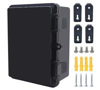 Otdorpatio Junction Box, Hinged Black Cover IP67 Waterproof ABS Project Box with Mounting Plate Electrical Box Enclosure with Wall Bracket 7.1 x 5.1 x 3.5inch(180x130x90mm)