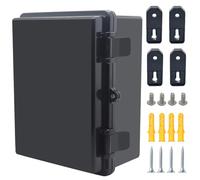 Otdorpatio Junction Box, Hinged Black Cover IP67 Waterproof ABS Project Box with Mounting Plate Electrical Box Enclosure with Wall Bracket 8.7 x 6.7 x 4.3inch(220x170x110mm)