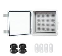 Otdorpatio Junction Box, Hinged Clear Cover IP67 Waterproof ABS Project Box with 2 NPT 1/4" Cable Gland, Electrical Box Enclosure with Mounting Plate & Wall Bracket 5.9 x 5.9 x 3.5inch(150x150x90mm)