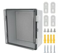 Otdorpatio Junction Box, Hinged Grey Clear Cover IP67 Waterproof ABS Project Box with Mounting Plate Electrical Box Enclosure with Wall Bracket 11.8 x 11.8 x 6.7inch(300x300x170mm)