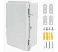 Otdorpatio Junction Box, Hinged Grey Cover IP67 Waterproof ABS Project Box with Mounting Plate Electrical Box Enclosure with Wall Bracket 10.2 x 6.3 x 4.3inch(260x160x110mm)