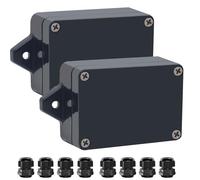 Otdorpatio Junction Box IP65 Waterproof ABS Plastic Electrical Project Case Power Junction Boxes, Project Box with Fixed Ear Black 3.3 x 2.3 x 1.3Inch (83 x 58 x 33mm)