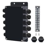 Otdorpatio Project BoxI P67 Outdoor Waterproof box Electronic Junction Box with 15A 600V 12P Barrier Terminal 5IN/5Out Electrical Boxes 6.2x3.5x2.4 inch