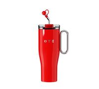 OTE 40oz Tumbler with Handle and Straw Lid, Double Walled Vacuum Insulation Stainless Steel Cup, Tumbler with Straw Metal Handle Travel Mug for Cold or Hot Drinks, Red