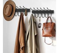 OTECKK 2 Pack Coat Rack Wall Mount,6 Double Coat Hooks Wall Hooks for Hanging,Space Saving Hangers Closet Organizer Wooden Coat Rack Wall Mount Hanger for Coats Towel Scarves Keys Hats