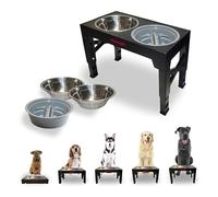 Oteengo 5-Tier Elevated Dog Bowls, Feeding Station Holder with 2 Stainless Steel +1 Slow Feeder Bowls Elevated, Water & Food Bowl Stand, Raised Dog Bowl Stand for Medium Size, Small & Large Breed