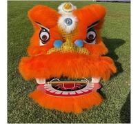 OTENG Chinese Lion Dance Head Traditional Folk Dragon Dance Costume for Adult Performance(Orange)