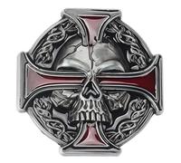 OTENG Retro Western Cowboy Belt Buckles Skull Skeleton Belt Buckle Belt DIY Accessories Western Cowboy Style Smooth Belt Buckle Punk Rock Style(Red)