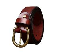 OTENG Western cowboy belt,cowboy belt 1pcs Men's Distressed Full Grain Leather Belt,Western Cowboy Casual Accessory,Handmade,Single Prong Horseshoe Gold Buckle(Reddish Brown,115cm/waist:39")