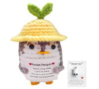 Oteovio Positive Penguin Emotional Support Crochet with Pocket Hug Card | Cute Knitted Positive Crochet Animals,Good Luck Penguin Gifts for Birthday Christmas