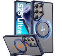 Oterkin 360° Rotatable Magnetic Stand for Samsung S25 Ultra Case, [Magsafe Compatible] [12FT Shockproof] [360° Spin Magnetic Ring] Translucent Matte Slim Case for Samsung Galaxy S25 Ultra, Navy