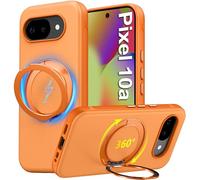Oterkin 360° Spin Stand for Google Pixel 10a Case Magnetic, Compatible with MagSafe, 12FT Military Protection 360° Rotatable Ring, Shockproof Non-slip Matte Slim Phone Case for Pixel 10a, Orange