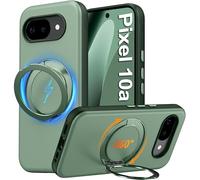 Oterkin 360° Spin Stand for Google Pixel 10a Case Magnetic, Compatible with MagSafe, 12FT Military Protection 360° Rotatable Ring, Shockproof Non-slip Matte Slim Phone Case for Pixel 10a, Green