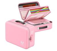 Oterri Fireproof Document Box, Hard Case File Box with Lock, Upgraded 8 Layers Large File Organizer, Water Resistant Safe Document Storage for Important Certificates, Pink