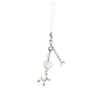 OTETTS Balloon Dog Phone Charms Cute Y2K Heart Cell Phone Straps Aesthetic Metal Accessories Camera Bag Sweet Decor,Silver, L, Metal, No Gemstone