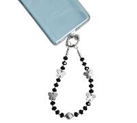OTETTS Butterfly Phone Charm,Beaded Crystal Detachable Cellphone Lanyard,Anti-Theft Wrist String Strap Anti-loss Chain, L, Metal Pearl Crystal, No Gemstone