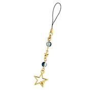 OTETTS Cute Star Beaded Phone Charm Lanyard, Y2K Aesthetic Crystal Phone Strap, Anti-Lost Cool Mini Chain for Cell Phones, Metal, No Gemstone