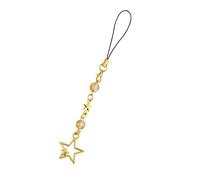 OTETTS Cute Star Beaded Phone Charm Lanyard, Y2K Aesthetic Crystal Phone Strap, Anti-Lost Cool Mini Chain for Cell Phones, Metal, No Gemstone