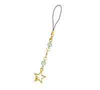 OTETTS Cute Star Beaded Phone Charm Lanyard, Y2K Aesthetic Crystal Phone Strap, Anti-Lost Cool Mini Chain for Cell Phones, Metal, No Gemstone