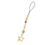 OTETTS Cute Star Beaded Phone Charm Lanyard, Y2K Aesthetic Crystal Phone Strap, Anti-Lost Cool Mini Chain for Cell Phones, Metal, No Gemstone