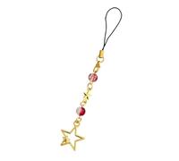 OTETTS Cute Star Beaded Phone Charm Lanyard, Y2K Aesthetic Crystal Phone Strap, Anti-Lost Cool Mini Chain for Cell Phones, Metal, No Gemstone