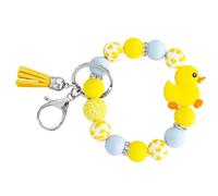 OTETTS Cute Yellow Duck Keychain Silicone Beads Keyring Soft for Backpack Car Wallet Accessories Gifts for Her Him Birthday, Yellow, Medium