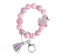 OTETTS Cute Yellow Duck Keychain Silicone Beads Keyring Soft for Backpack Car Wallet Accessories Gifts for Her Him Birthday, Light Purple, Medium