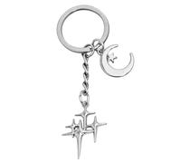 OTETTS Gold Shiny Star Keychain Cute Celestial Charm Durable Metal Key Ring for Keys Bags Aesthetic Gift Car Party Decor, K, Medium