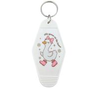 OTETTS Silly Goose On The Loose Keychain Funny Gifts, Retro Novelty Hotel Keyring for Car Keys Mens Women Friends Halloween, White, Medium