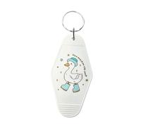 OTETTS Silly Goose On The Loose Keychain Funny Gifts, Retro Novelty Hotel Keyring for Car Keys Mens Women Friends Halloween, White(wear a Hat), Medium