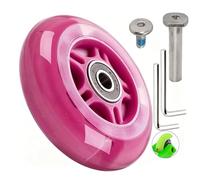 OTFAITP 80mm x 24mm Flash Rear Wheel M8x43 44 45 46 47mm Axle Set for Foldable Micro Mini 2 3 4 Wheel Kids Scooter Kickboard Repair Tool (Rose red)