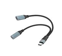 OTG Adapter Aluminum Alloy Hub Supports 1.5A Charging & Fast Sync for Tablets, Smartphones USB C to Two Port Adapters Tablets USB C Adapters USB C to Two Chargers USB C Splitter Metal USB C Hubs OTG