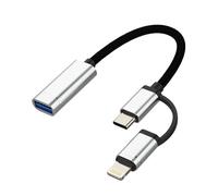 OTG Cable 3.0 USB to USB C Lightning Adapter for Apple iPhone 15 Pro Max Plus 11 12 13 14 for iPad 10、Air 4/5、Mini 6、Pro12.9 Compatible for Samsung Galaxy Type C Thunderbolt Port Camera Cord CD