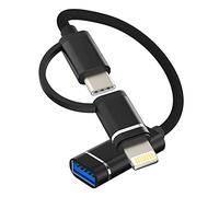 OTG Cable Adapter USB A Female to USB C Lightning Male Flash Drive Connector Type 3.0 Macbook Dongle Thunderbolt Camera Port Cord Mouse compatible for Samsung Apple IPhone15 Pro Max Plus ipad Pro Air