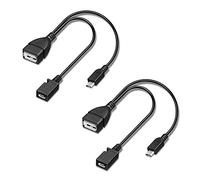 OTG Cable for Fire Stick 4K Max Lite Cube, Compatible with Playstation Classic, SNES Mini - Micro USB Host OTG Adapter with Power, 2-Pack