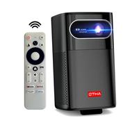 OTHA 1080P FHD Portable Projector, Built in Google TV, Netflix, DLP 3D Mini Projector, WiFi, Auto Focus & Keystone, 400 ANSI Lumens, Outdoor Video Projector, Integrated Battery, 3 Hours of Playtime