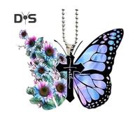 (Other, B) Butterfly Key Chain Pendant Rearview Mirror Ornament Be Still And Know That I'm God Acrylic Flat Car Key Hanging Pendant